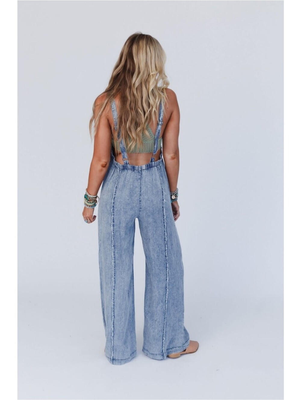 Ee:some × Three Bird Nest Harley Washed Denim Jumpsuit Nwt - Picture 3 of 10